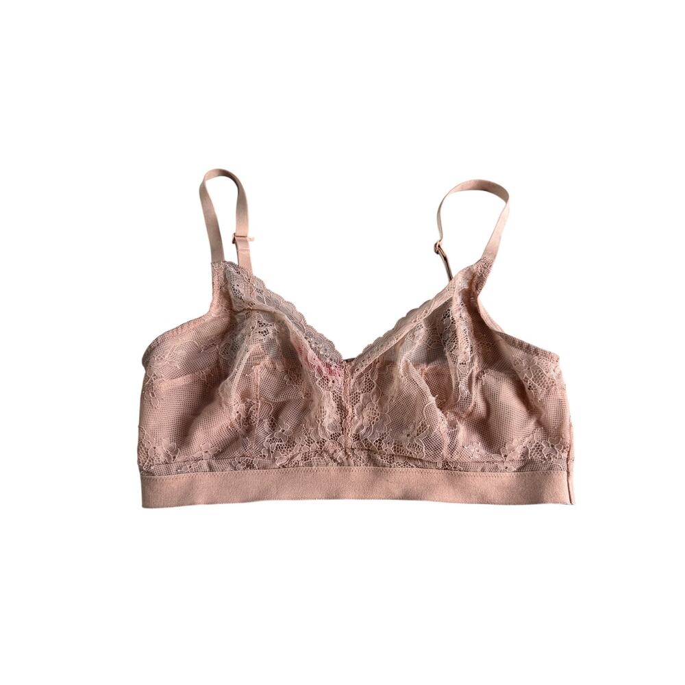 Spanx Spotlight On Lace Bralette Womens Large Beige Wireless Pull Over Bra